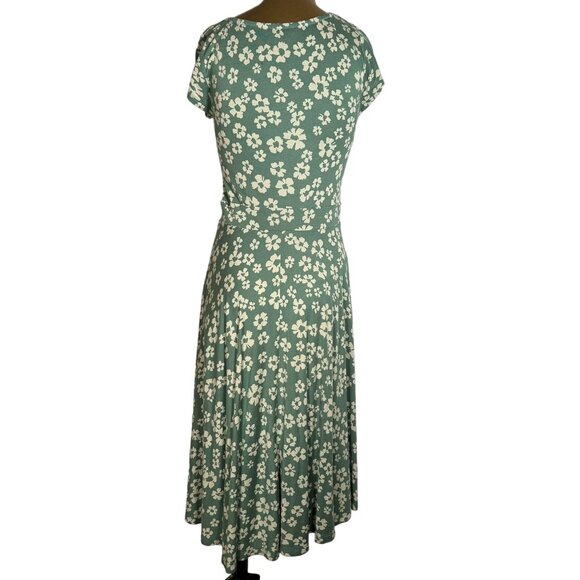 Boden Women's Seville Smart Day Dress Green White Floral Jersey Twist Front Size - Picture 2 of 8